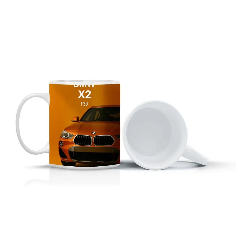 BMW X2 F39 Orange on Yellow Background – Mugs