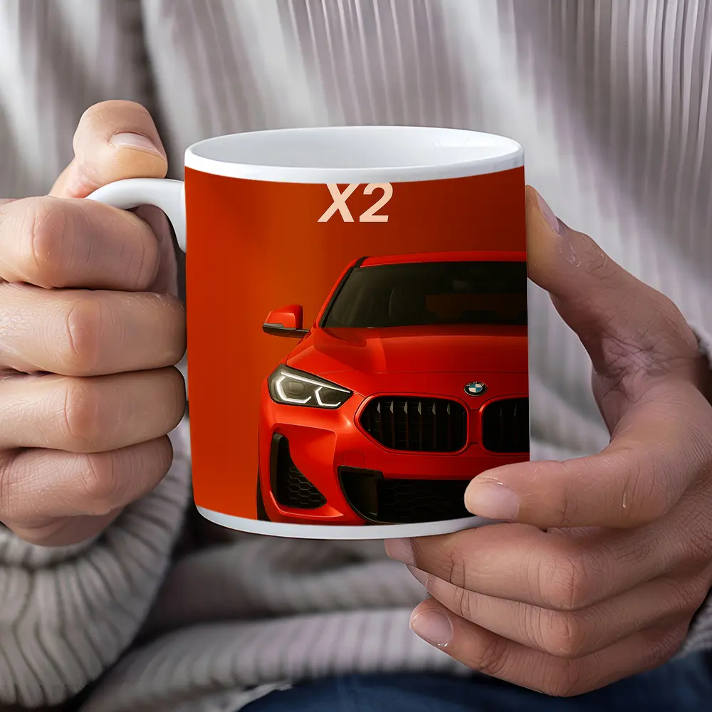 BMW X2 Bold Red Studio Front View – Mugs