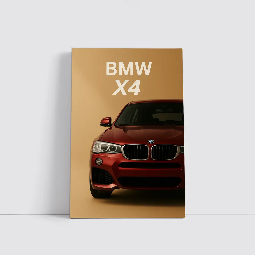 BMW X4 Red SUV Beige Background Art – Wall Art