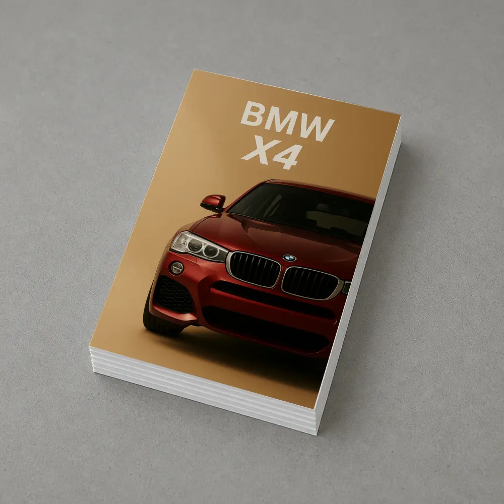 BMW X4 Red SUV Beige Background Art – Postcards