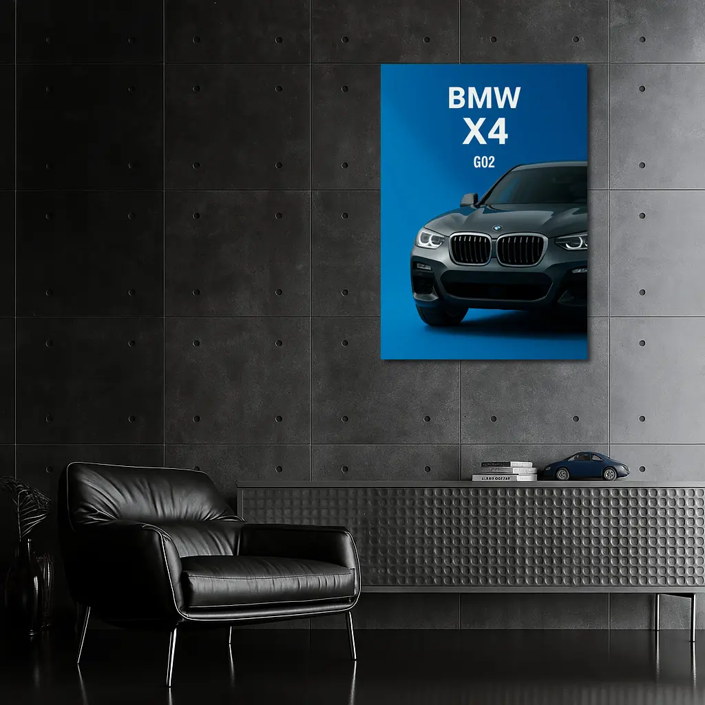 BMW X4 G02 Dark Gray Blue Background – Wall Art