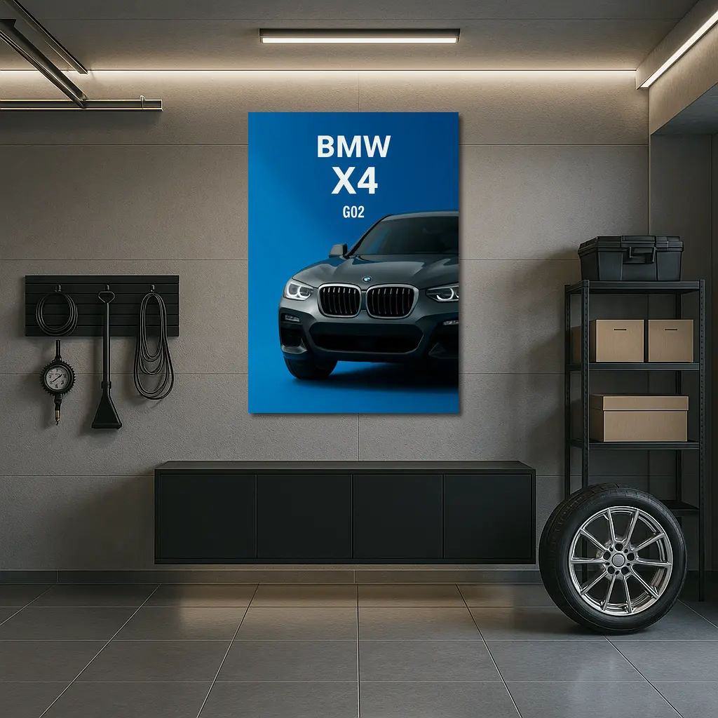 BMW X4 G02 Dark Gray Blue Background – Wall Art