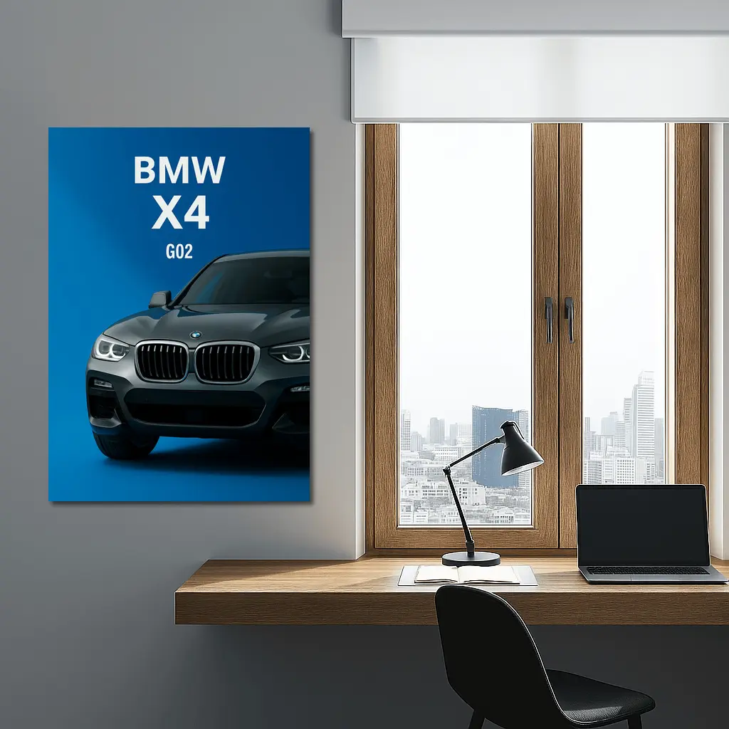 BMW X4 G02 Dark Gray Blue Background – Wall Art