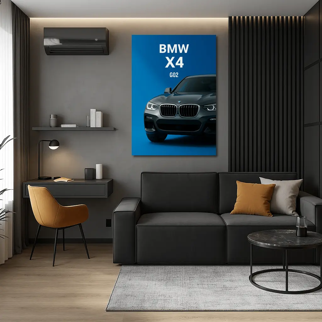BMW X4 G02 Dark Gray Blue Background – Wall Art