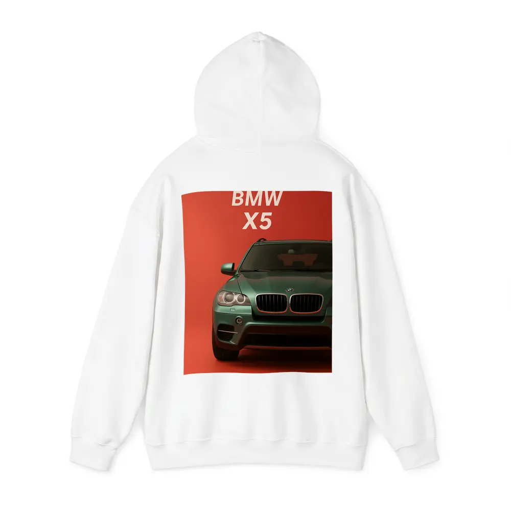 BMW X5 Green SUV Red Background Art – Hoodies