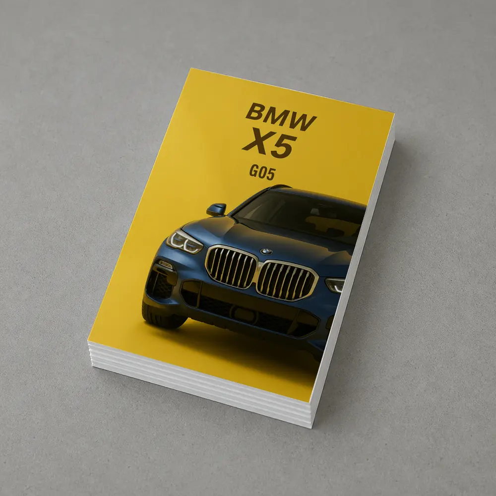 BMW X5 G05 Blue on Yellow Background – Postcards