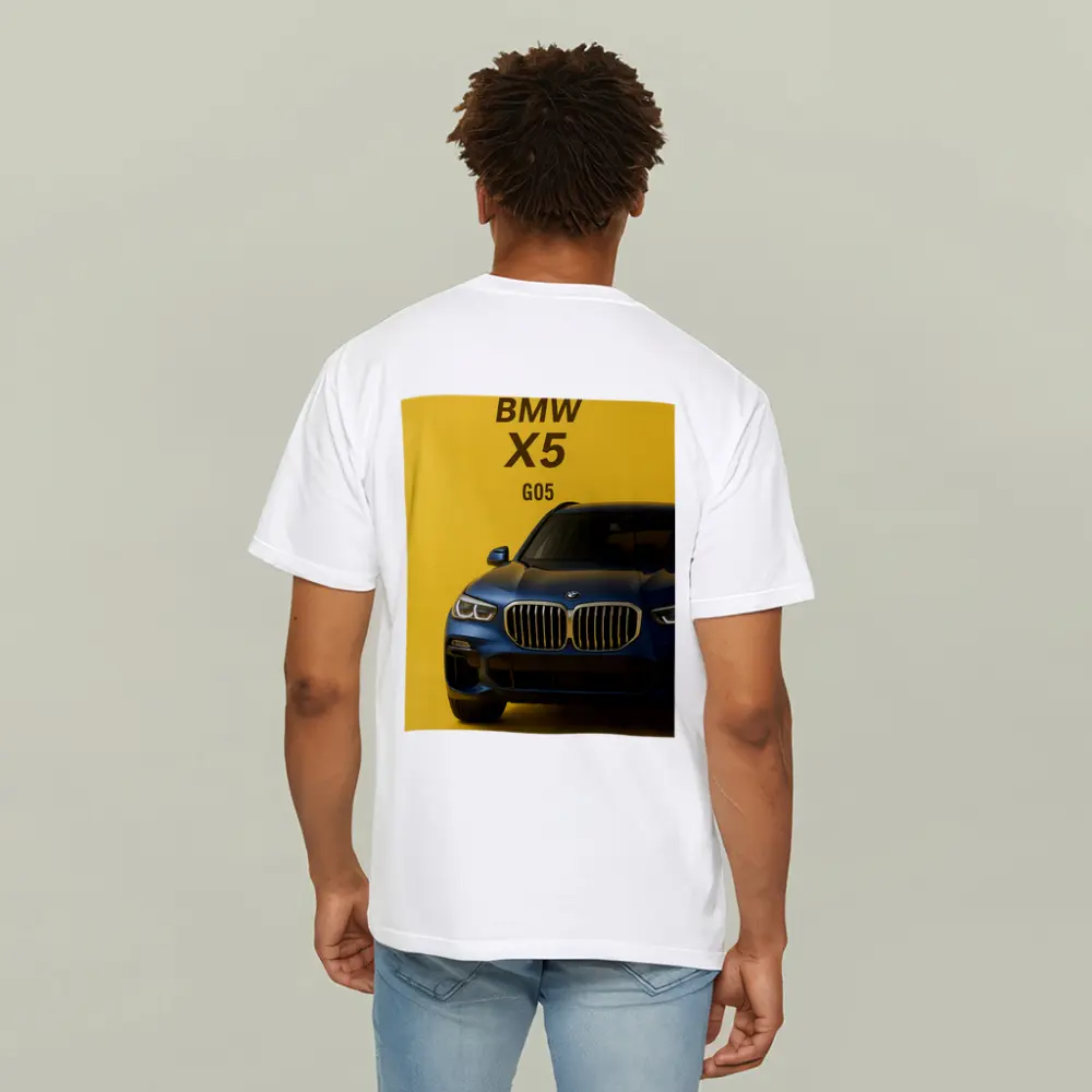 BMW X5 G05 Blue on Yellow Background – T-Shirts