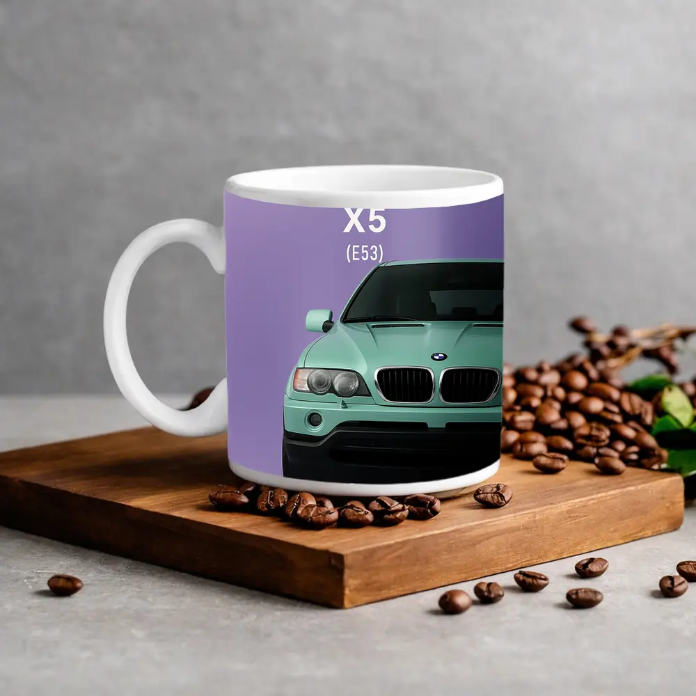 BMW X5 E53 Mint Green Purple Background – Mugs