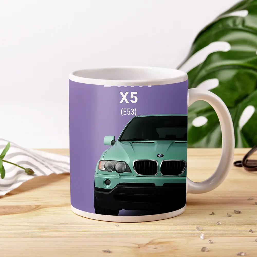 BMW X5 E53 Mint Green Purple Background – Mugs