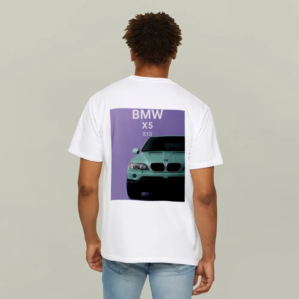 BMW X5 E53 Mint Green Purple Background – T-Shirts