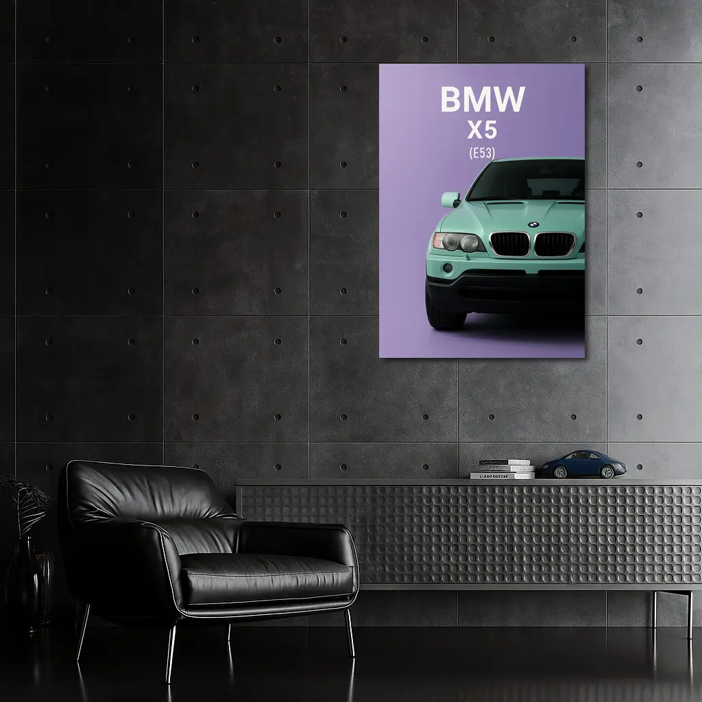 BMW X5 E53 Mint Green Purple Background – Wall Art