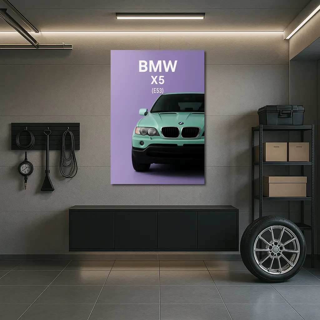 BMW X5 E53 Mint Green Purple Background – Wall Art