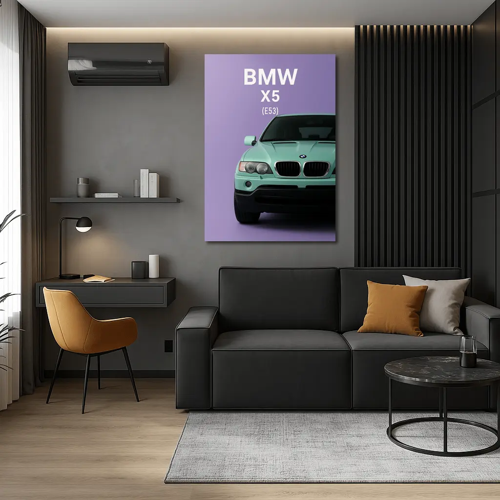 BMW X5 E53 Mint Green Purple Background – Wall Art