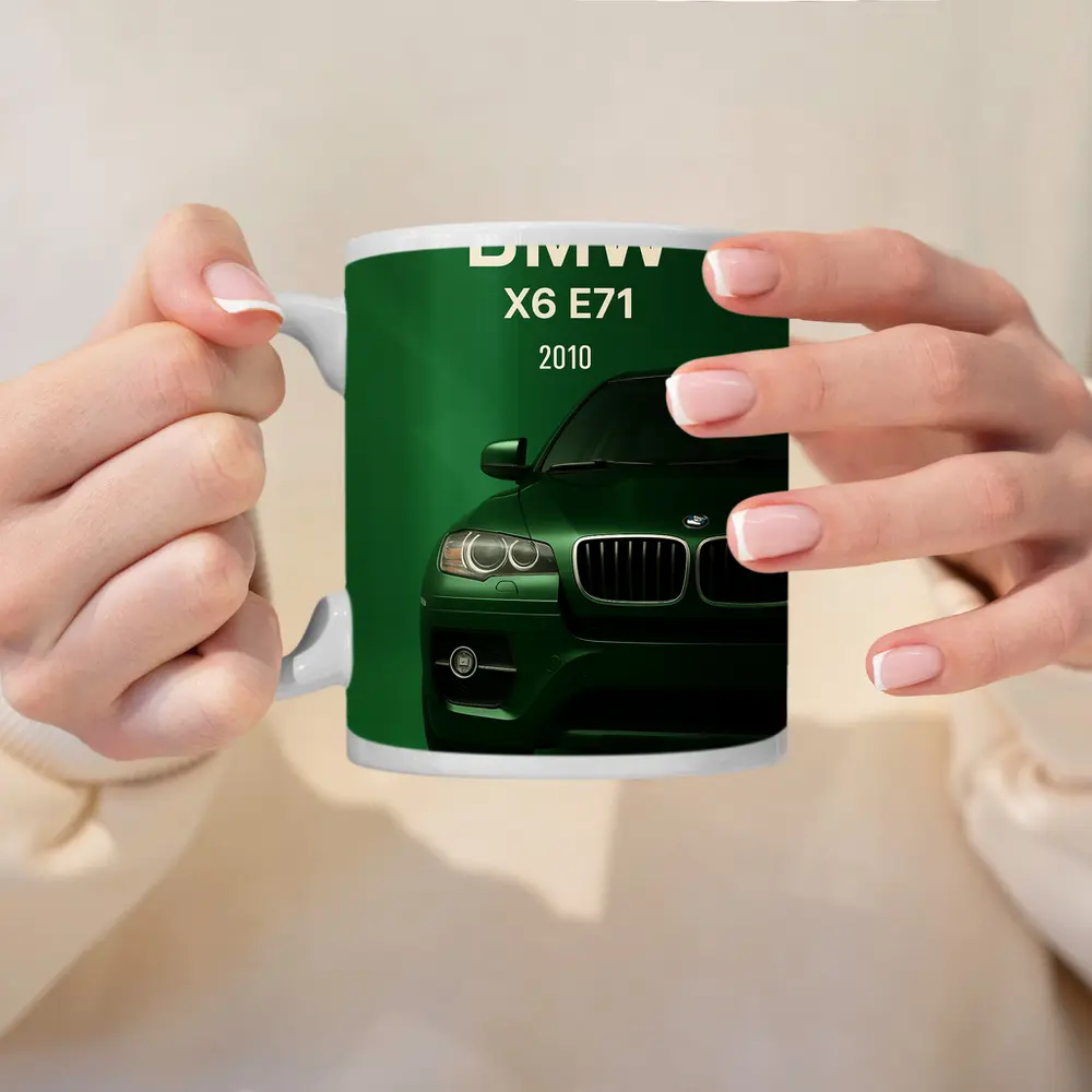 BMW X6 E71 Green Background Car Art – Mugs