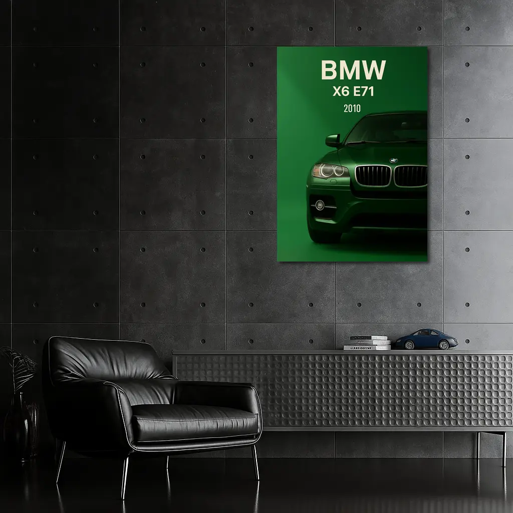 BMW X6 E71 Green Background Car Art – Wall Art