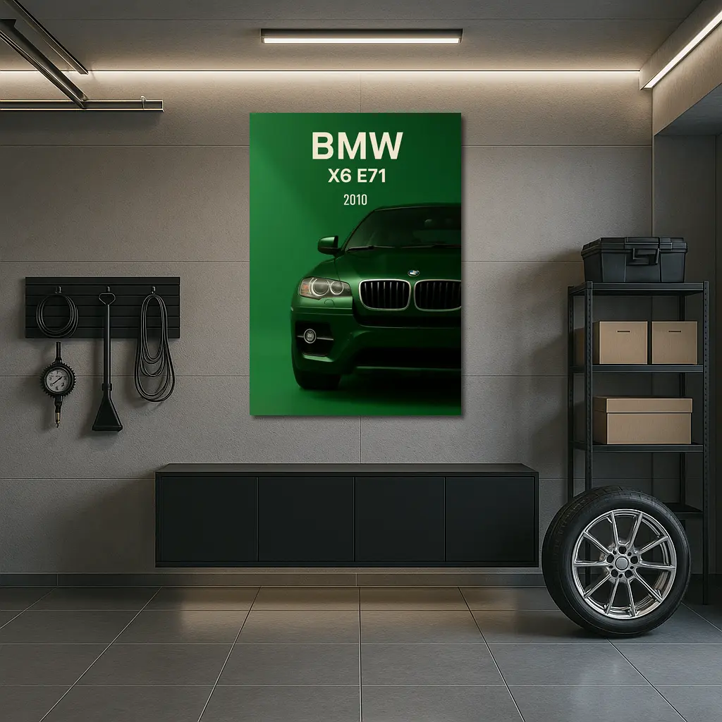 BMW X6 E71 Green Background Car Art – Wall Art