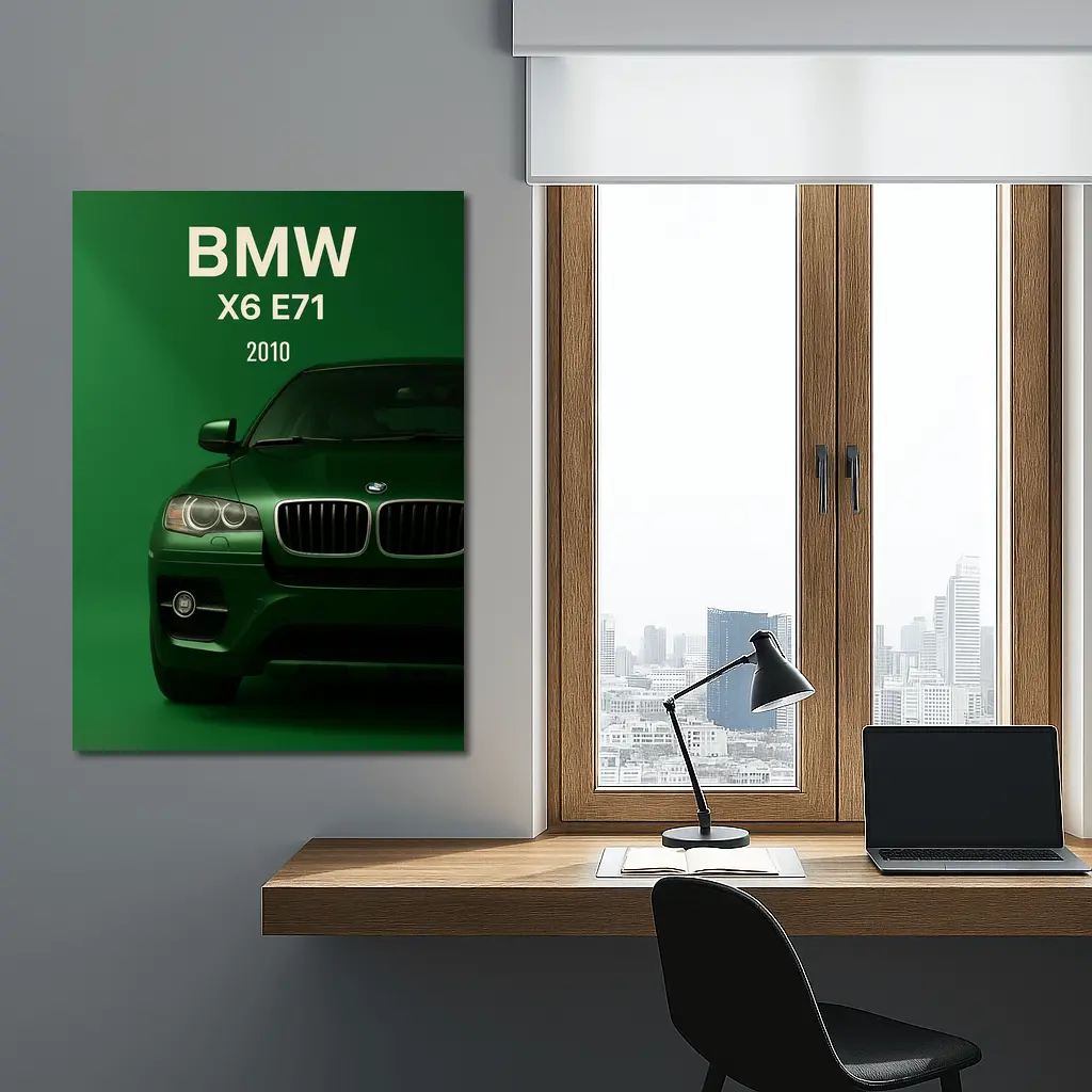 BMW X6 E71 Green Background Car Art – Wall Art