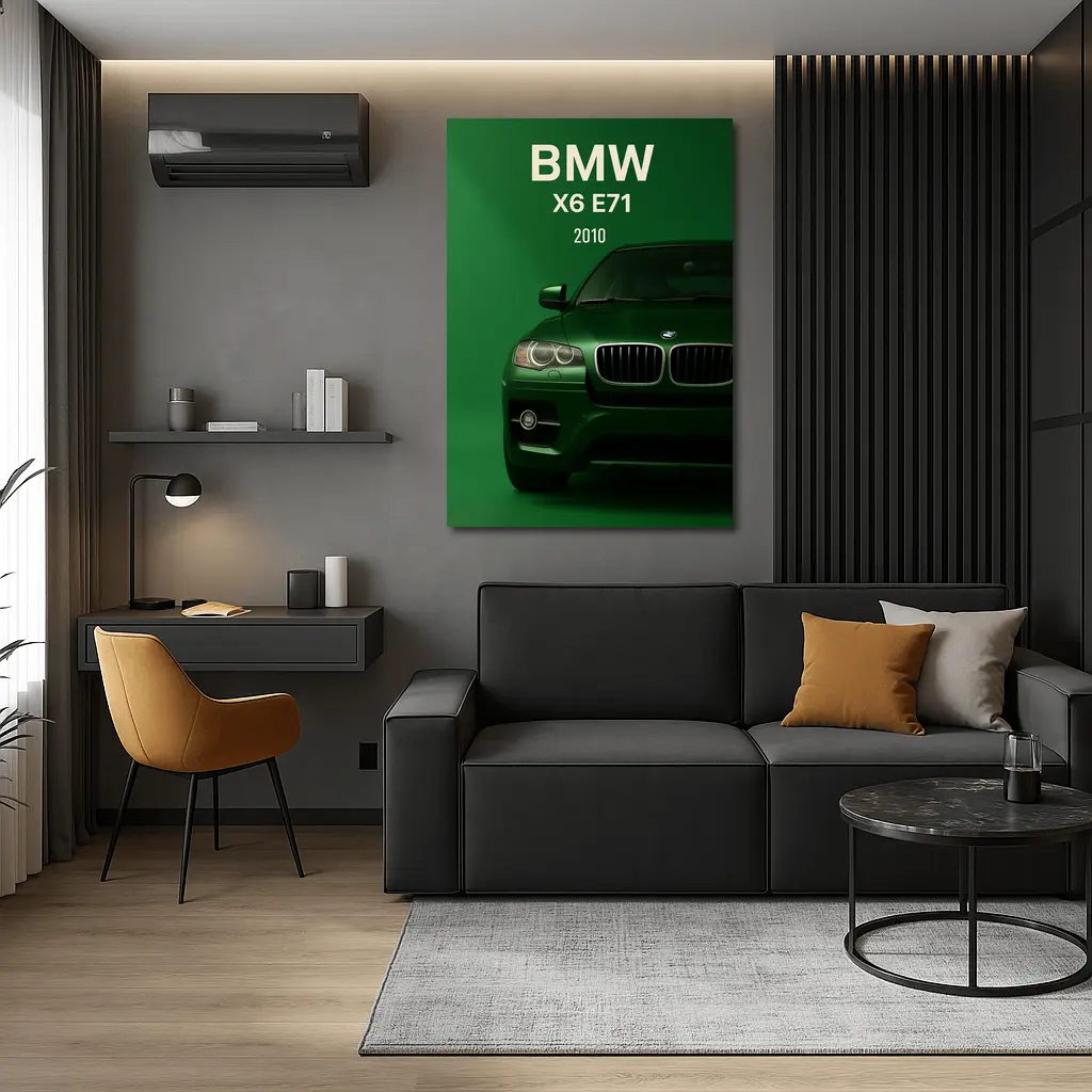 BMW X6 E71 Green Background Car Art – Wall Art