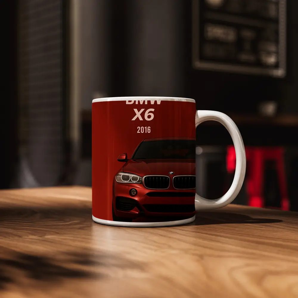 BMW X6 2016 Red Background Front View – Mugs