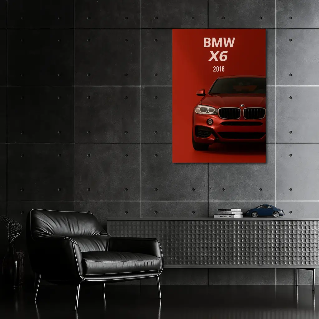 BMW X6 2016 Red Background Front View – Wall Art