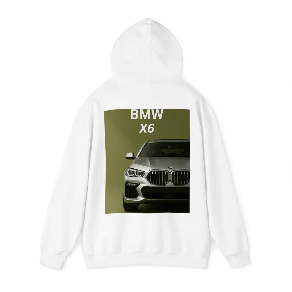 BMW X6 Front View Olive Green Background – Hoodies