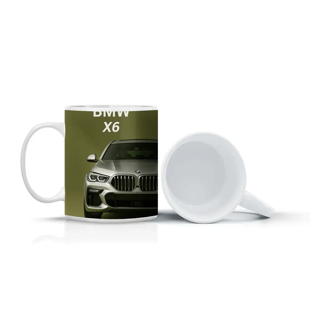 BMW X6 Front View Olive Green Background – Mugs