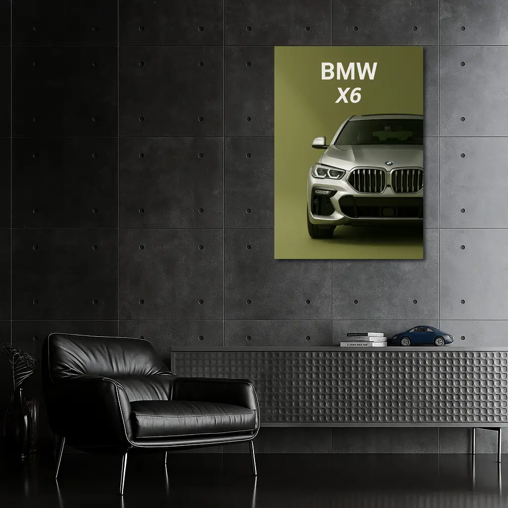 BMW X6 Front View Olive Green Background – Wall Art
