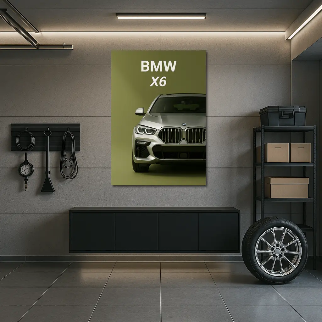 BMW X6 Front View Olive Green Background – Wall Art