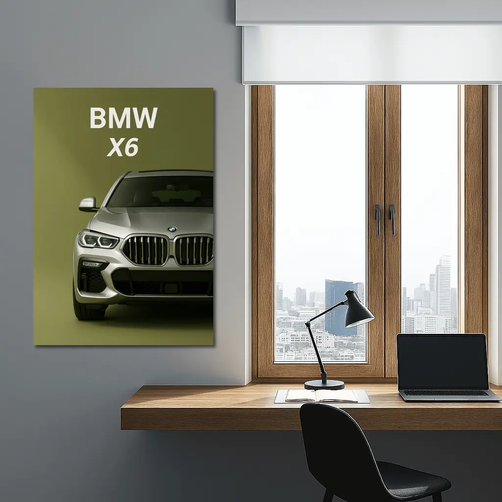 BMW X6 Front View Olive Green Background – Wall Art