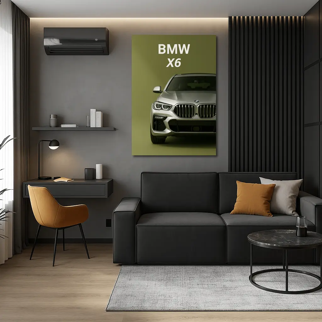 BMW X6 Front View Olive Green Background – Wall Art