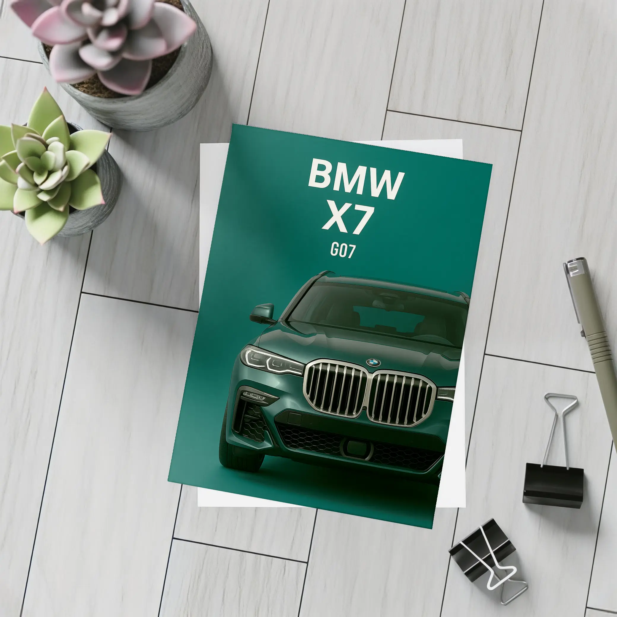 BMW X7 G07 Green Studio Front View – Postcards