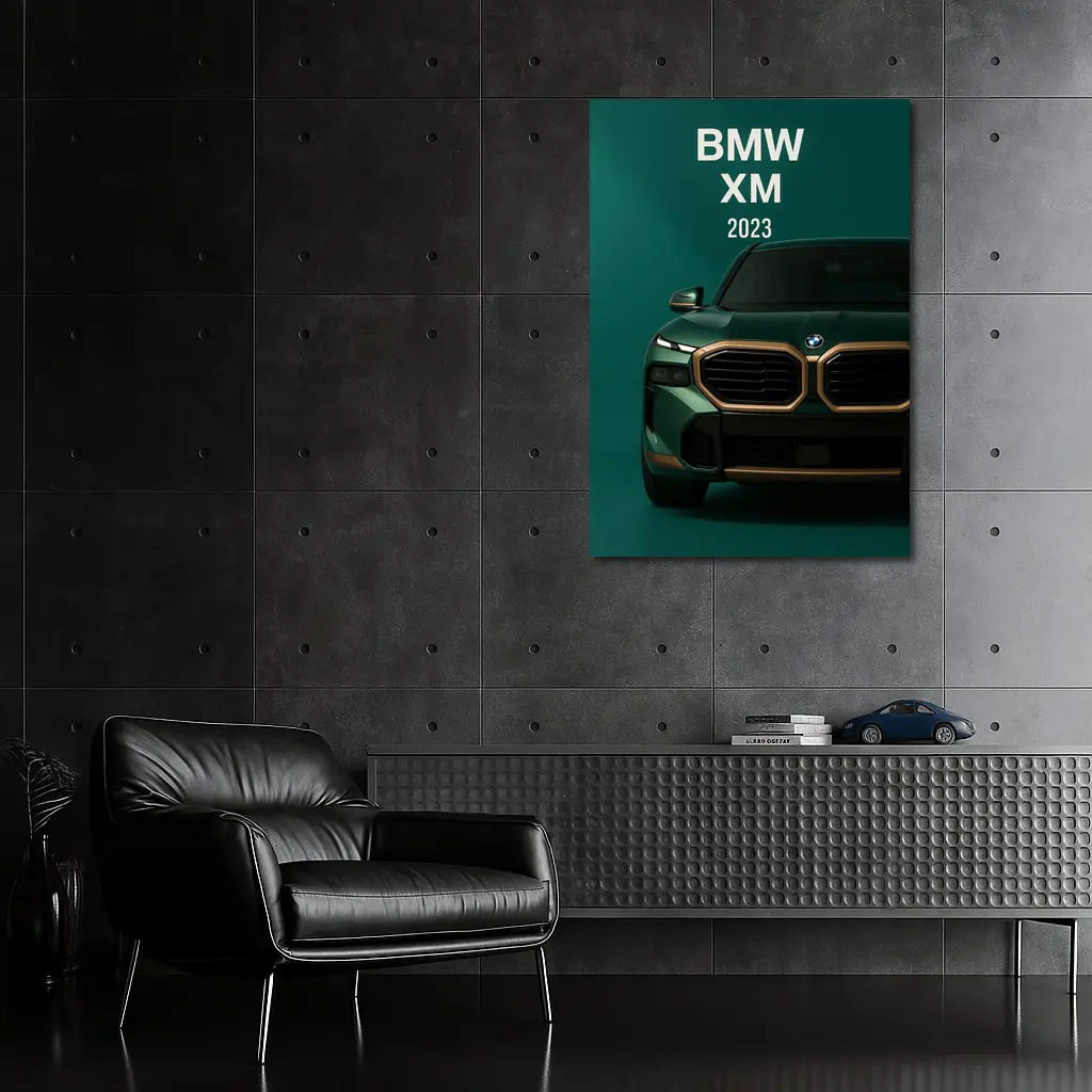 BMW XM 2023 Green Gold Front View – Wall Art