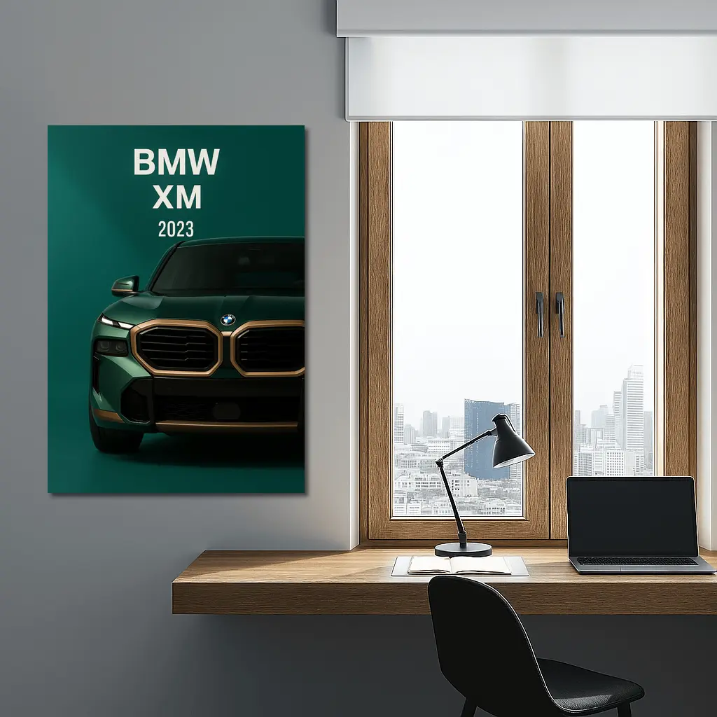 BMW XM 2023 Green Gold Front View – Wall Art