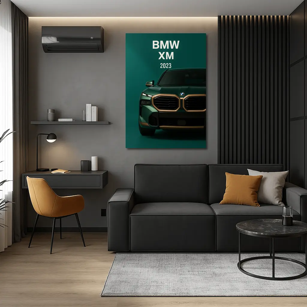 BMW XM 2023 Green Gold Front View – Wall Art