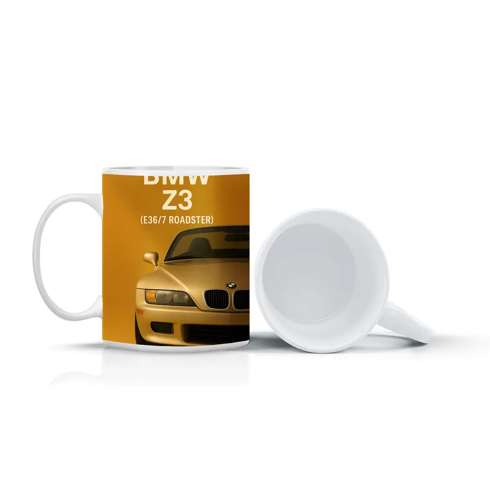 BMW Z3 E36 Roadster Gold Background Art – Mugs