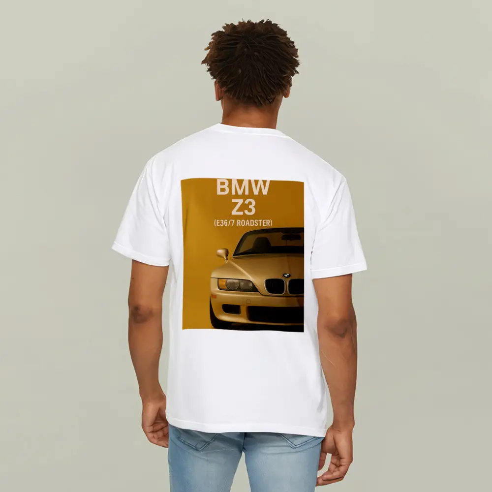 BMW Z3 E36 Roadster Gold Background Art – T-Shirts