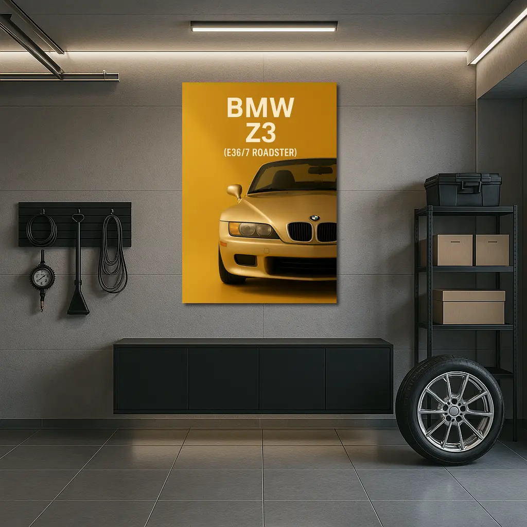 BMW Z3 E36 Roadster Gold Background Art – Wall Art