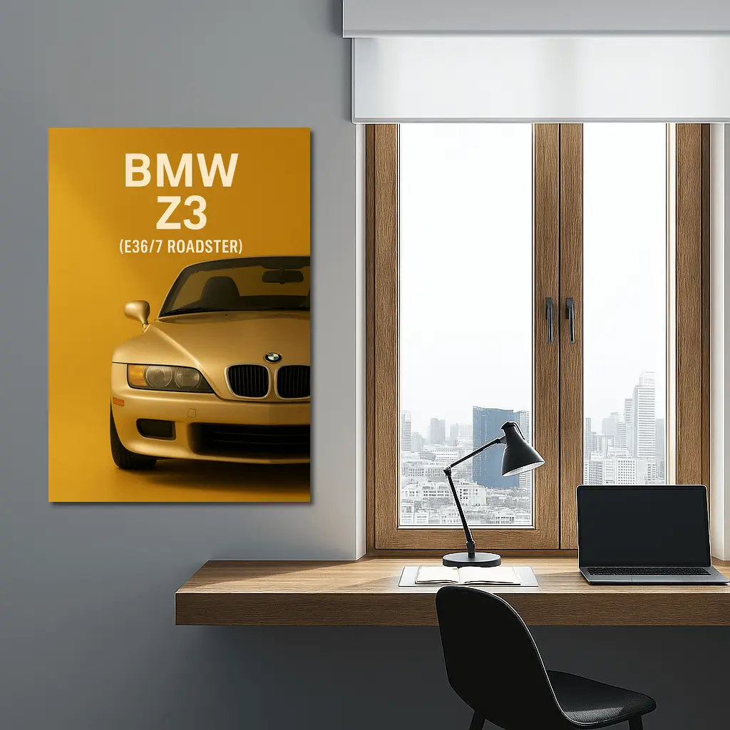 BMW Z3 E36 Roadster Gold Background Art – Wall Art