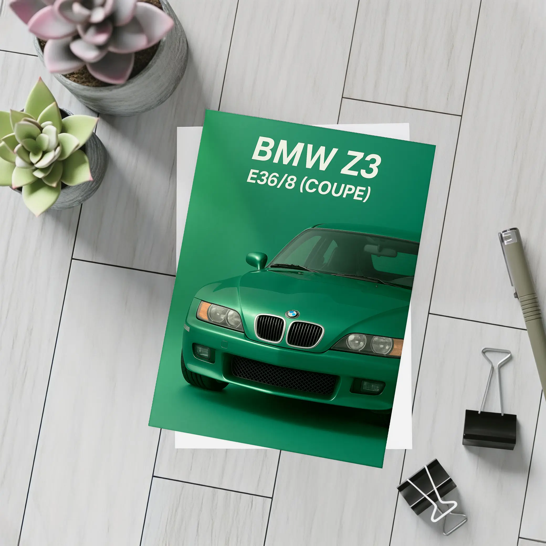 BMW Z3 Coupe E36 Green Art Print – Postcards