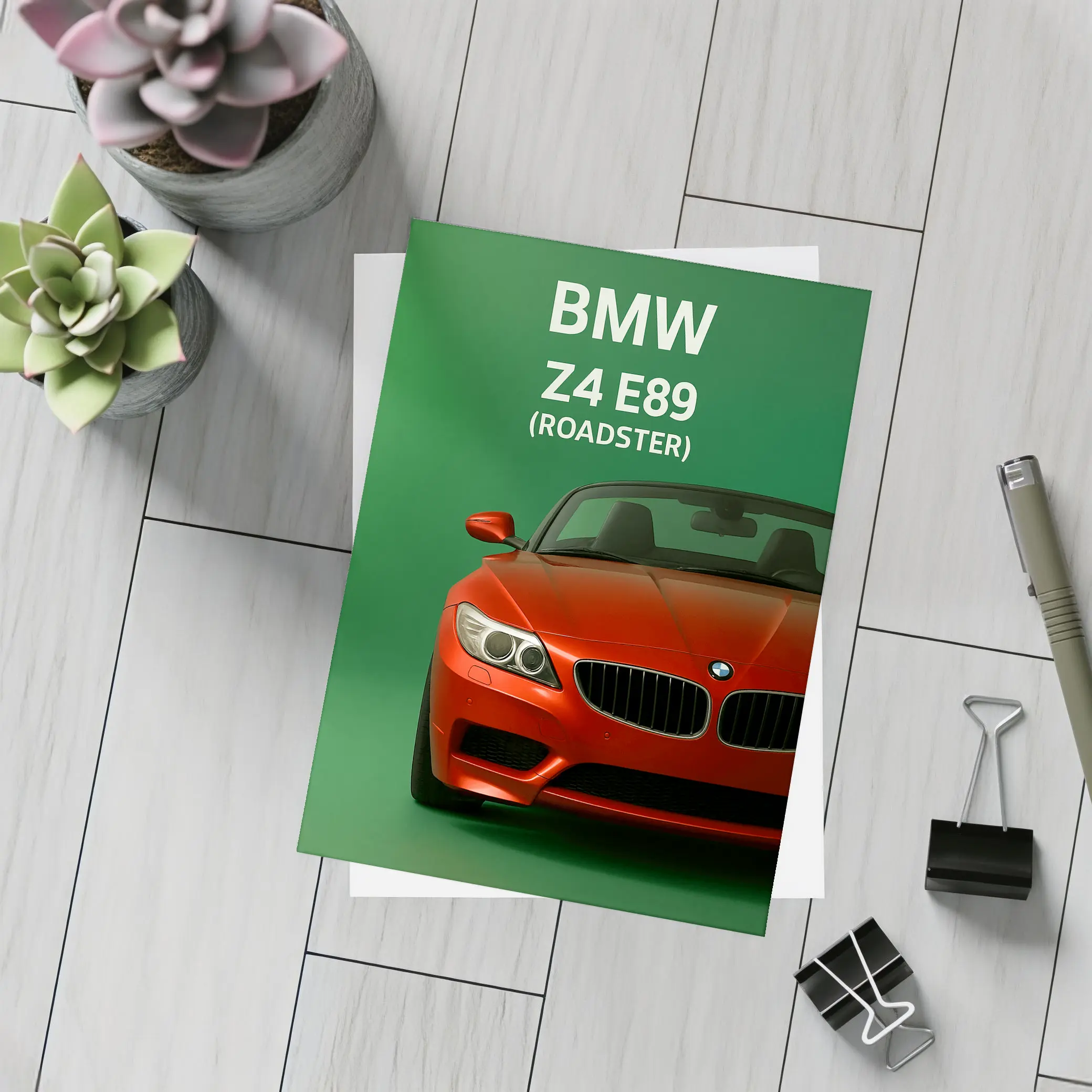 BMW Z4 E89 Roadster Green Background Art – Postcards