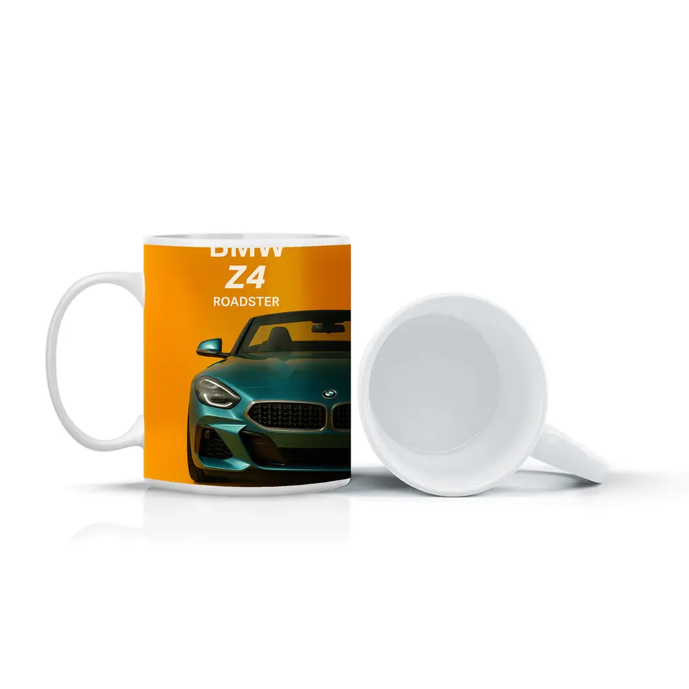 BMW Z4 Roadster Green on Yellow Background – Mugs