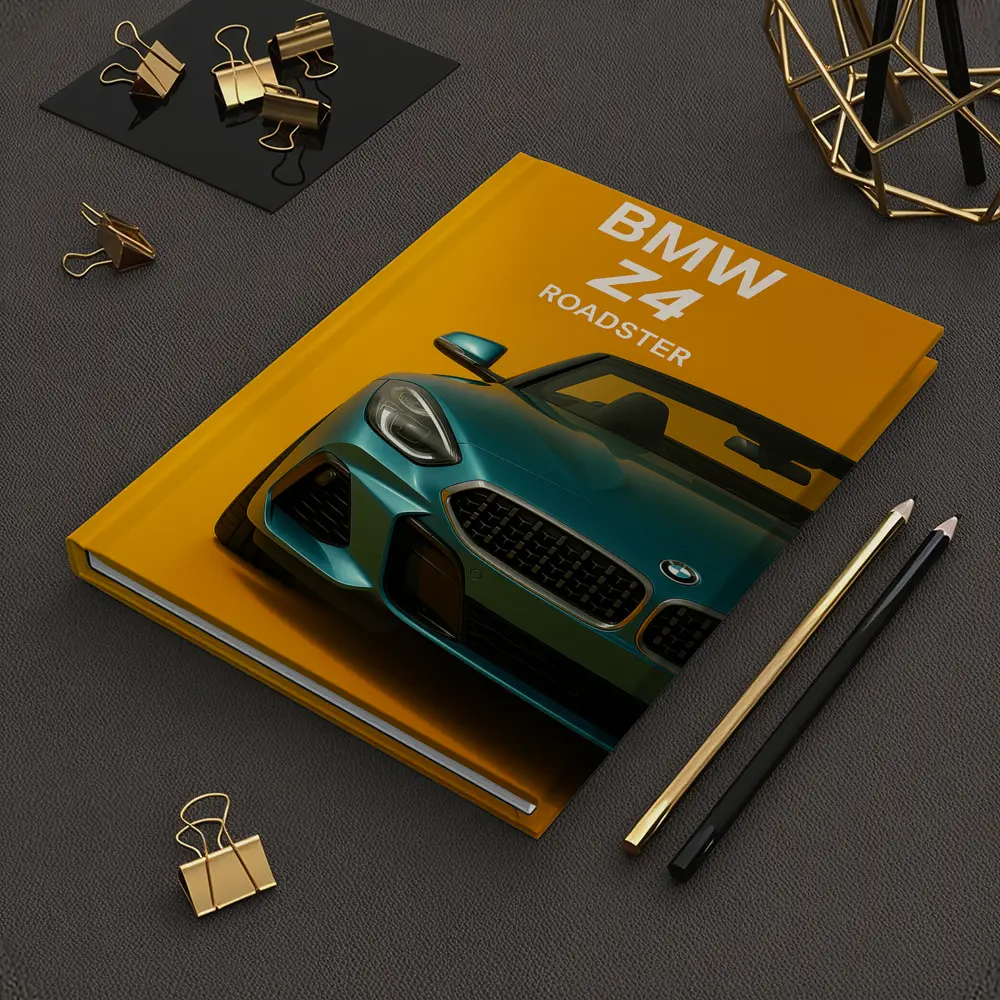 BMW Z4 Roadster Green on Yellow Background – Notebooks