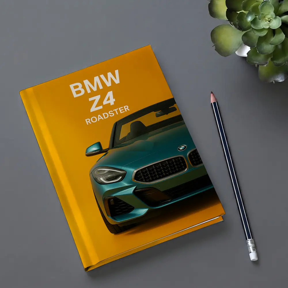 BMW Z4 Roadster Green on Yellow Background – Notebooks