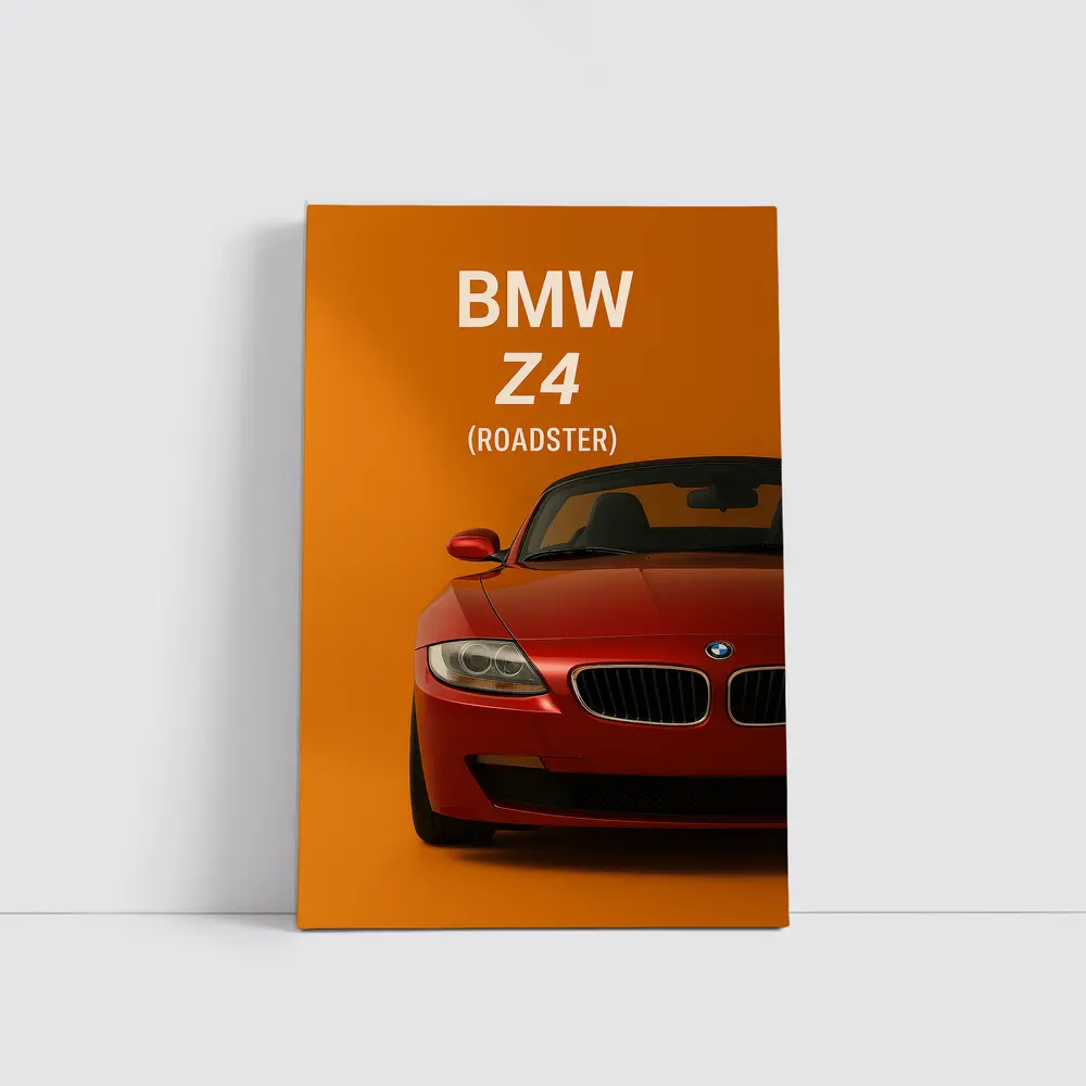 BMW Z4 Roadster Red Orange Background Art – Wall Art
