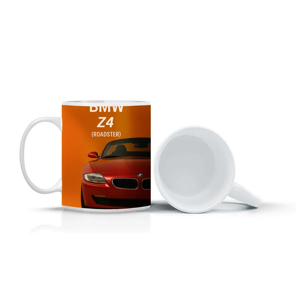 BMW Z4 Roadster Red Orange Background Art – Mugs