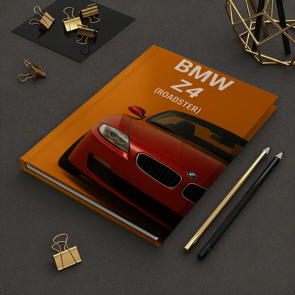 BMW Z4 Roadster Red Orange Background Art – Notebooks