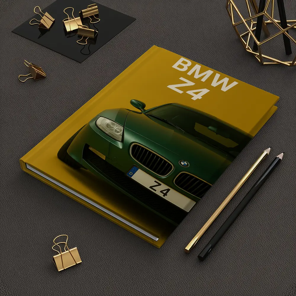BMW Z4 Green Car Yellow Background Art – Notebooks