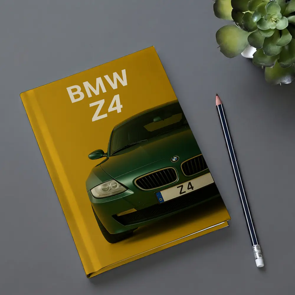BMW Z4 Green Car Yellow Background Art – Notebooks