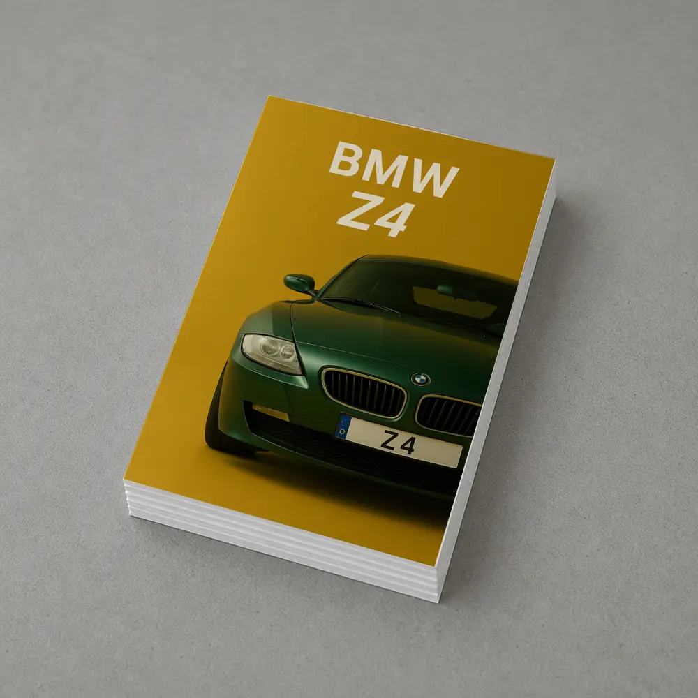 BMW Z4 Green Car Yellow Background Art – Postcards