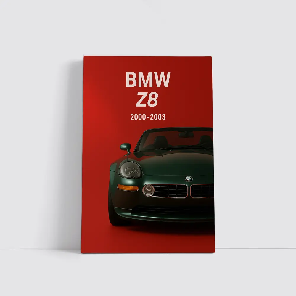 BMW Z8 Classic Roadster Red Background Art – Wall Art